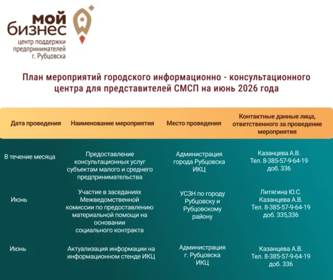 План мероприятий на июнь 