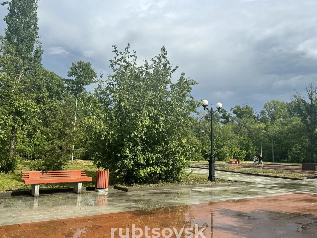 Дождь в сквере Комсомольской славы 
